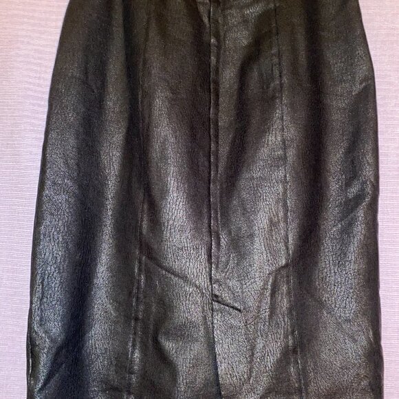 NWT CALLIE LIVES SIZE MEDIUM BLACK MIDI/MAXI LOOKS LIKE LEATHER SHINY SKIRT - Picture 5 of 9